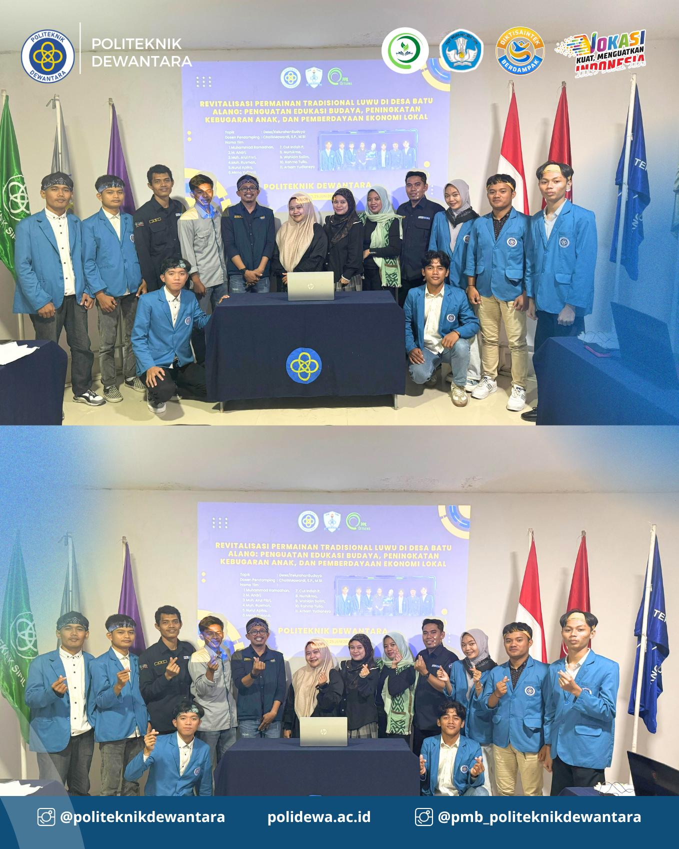 Mahasiswa Politeknik Dewantara Presentasi Final Proposal Revitalisasi Permainan Tradisional Luwu di Hadapan Tim Penilai Nasional Mahasiswa Politeknik Dewantara Presentasi Final Proposal Revitalisasi Permainan Tradisional Luwu di Hadapan Tim Penilai Nasional