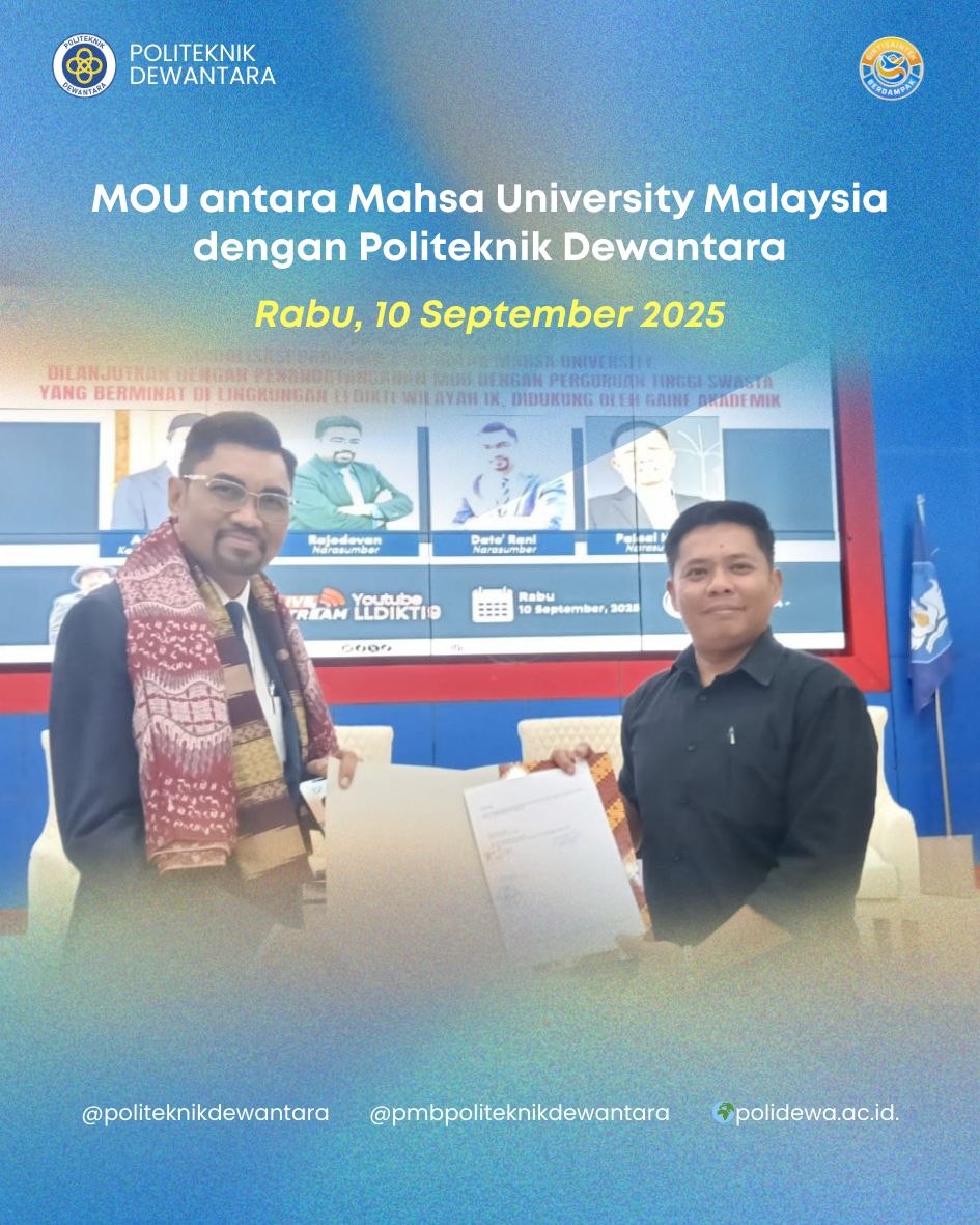 Mahsa University Malaysia dan Politeknik Dewantara Teken MoU
